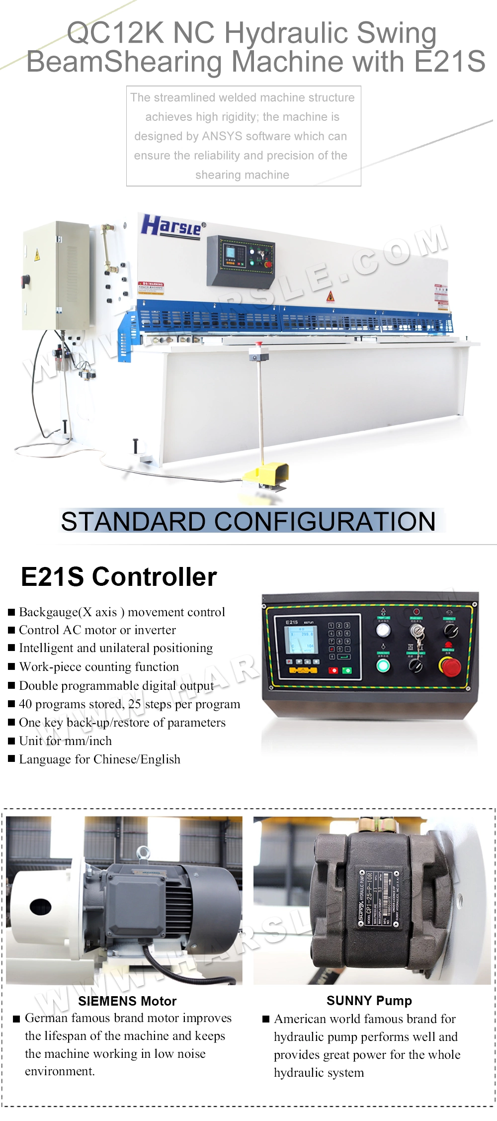 HARSLE QC12K Hydraulic Cutting CNC NC Shearing Machine for Metal Sheet