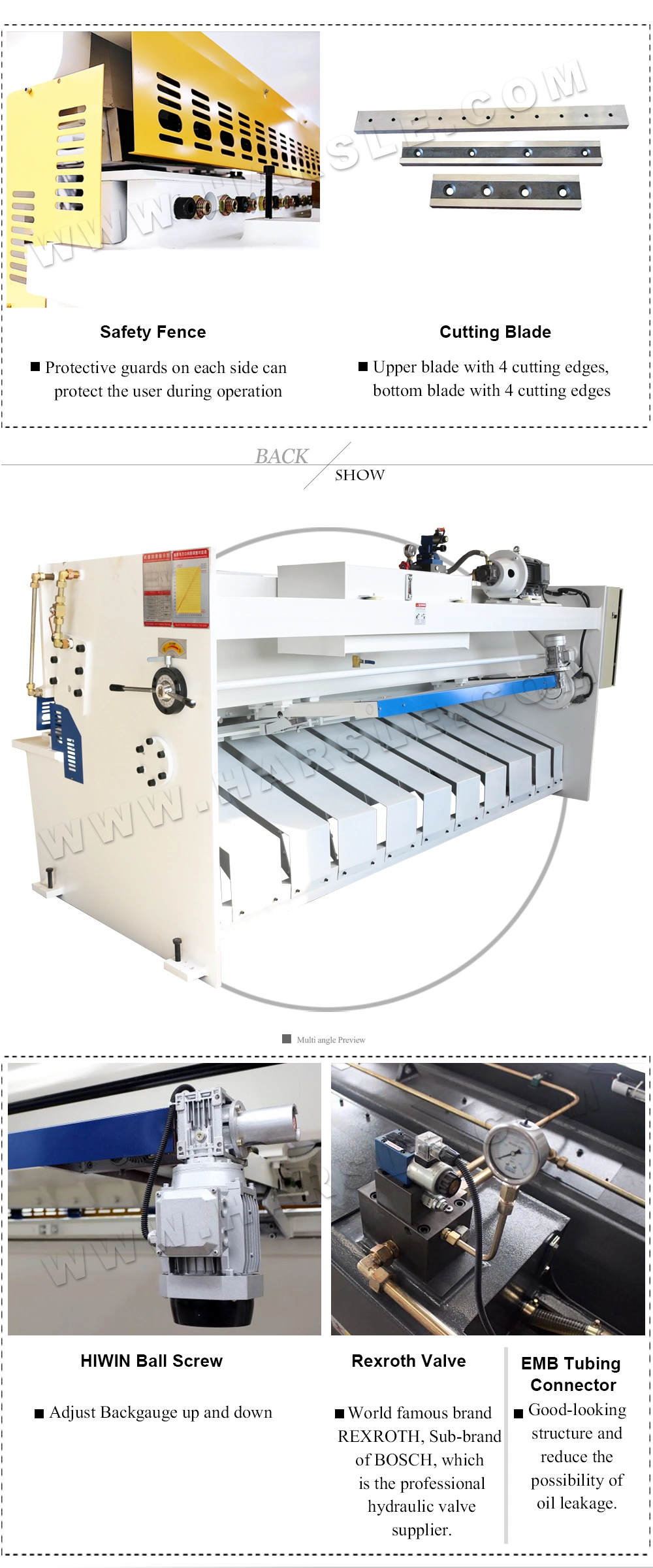 HARSLE QC12K Hydraulic Cutting CNC NC Shearing Machine for Metal Sheet